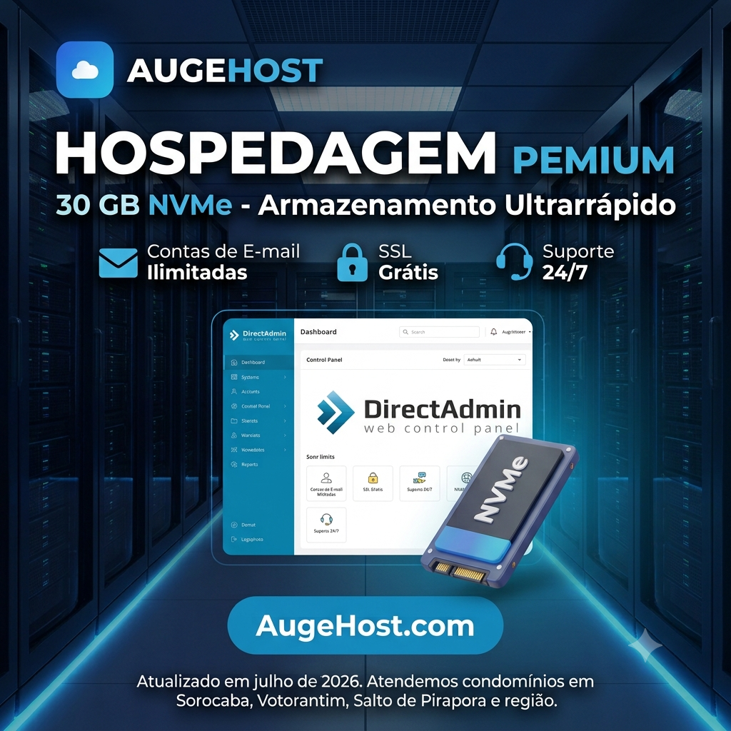 Hospedagem Premium — 30 GB NVMe com DirectAdmin