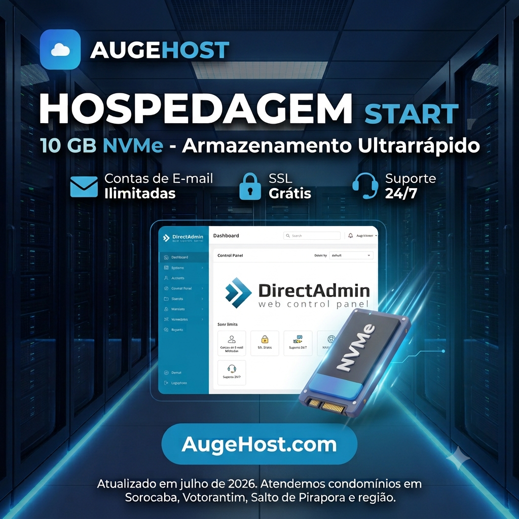 Hospedagem Start — 10 GB NVMe com DirectAdmin